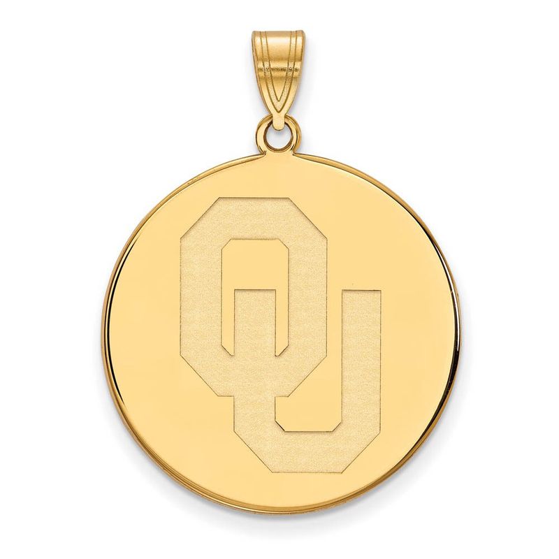 14k Gold Plated Silver U. Of Oklahoma Xl 'Ou' Disc Pendant